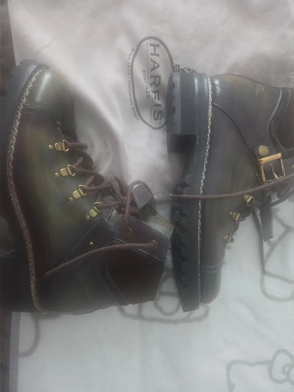Calzoleria Harris Dark Brown Leather Ankle Boots with Gold Hardware